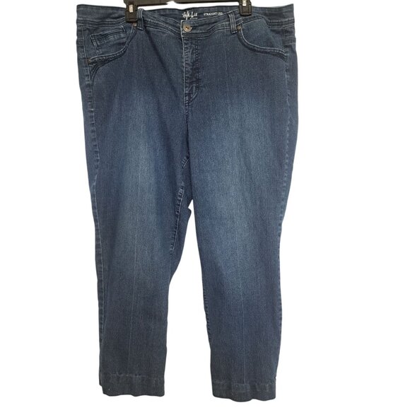 Style & Co Womens 22WP Blue Jeans Straight Leg Stretch Denim Pants Medium Wash - Picture 1 of 9